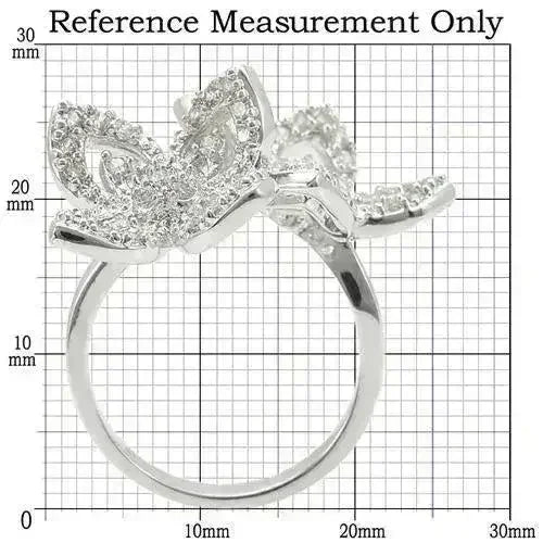 0W336 - Rhodium Brass Ring with AAA Grade CZ in Clear - Femstylo