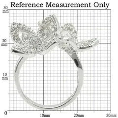 0W336 - Rhodium Brass Ring with AAA Grade CZ in Clear - Femstylo