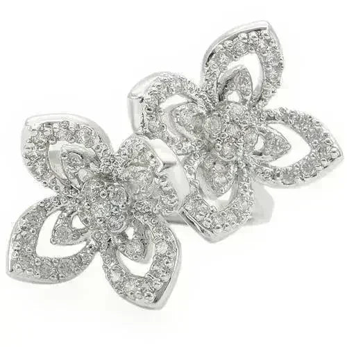 0W336 - Rhodium Brass Ring with AAA Grade CZ in Clear - Femstylo