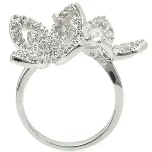 0W336 - Rhodium Brass Ring with AAA Grade CZ in Clear - Femstylo