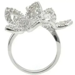 0W336 - Rhodium Brass Ring with AAA Grade CZ in Clear - Femstylo