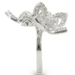 0W336 - Rhodium Brass Ring with AAA Grade CZ in Clear - Femstylo