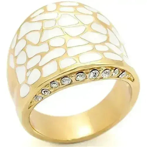 0W379 - Gold Brass Ring with Top Grade Crystal in Clear - Femstylo