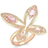 0W381 - Rose Gold Brass Ring with AAA Grade CZ in Rose - Femstylo