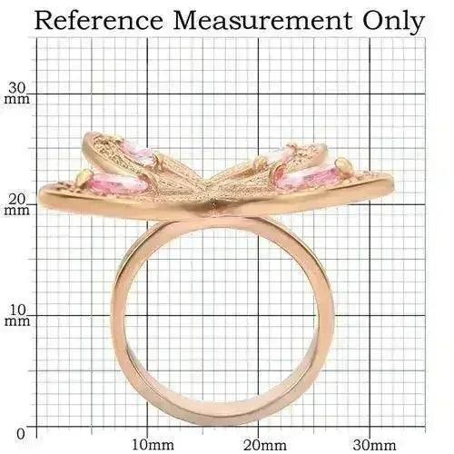 0W381 - Rose Gold Brass Ring with AAA Grade CZ in Rose - Femstylo