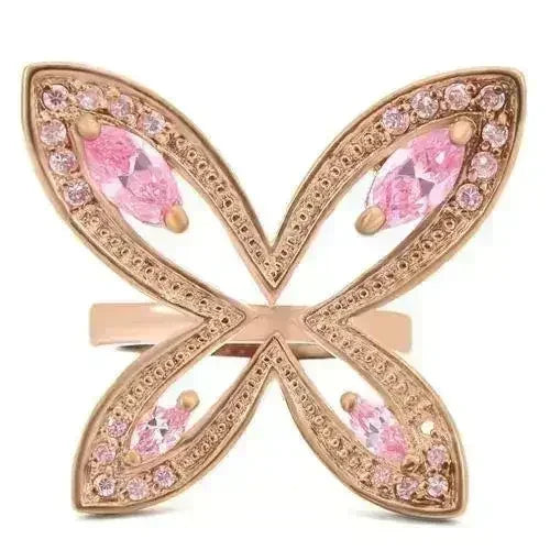 0W381 - Rose Gold Brass Ring with AAA Grade CZ in Rose - Femstylo