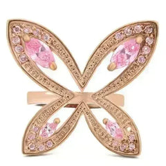 0W381 - Rose Gold Brass Ring with AAA Grade CZ in Rose - Femstylo