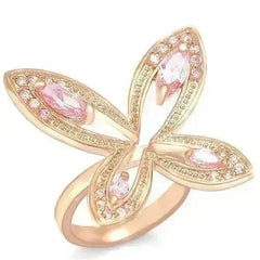 0W381 - Rose Gold Brass Ring with AAA Grade CZ in Rose - Femstylo