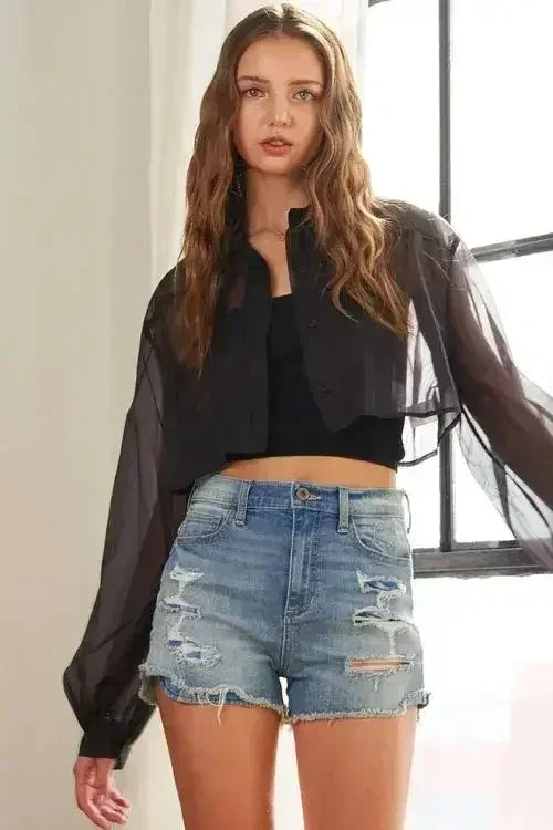 ADORA See Through Crop Shirt - Femstylo