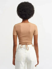 Lace Up Crop Top - Femstylo