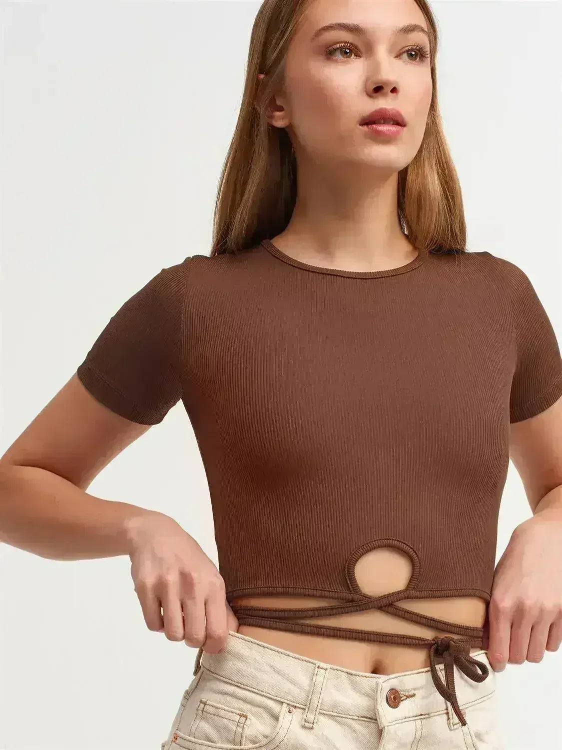 Lace Up Crop Top - Femstylo