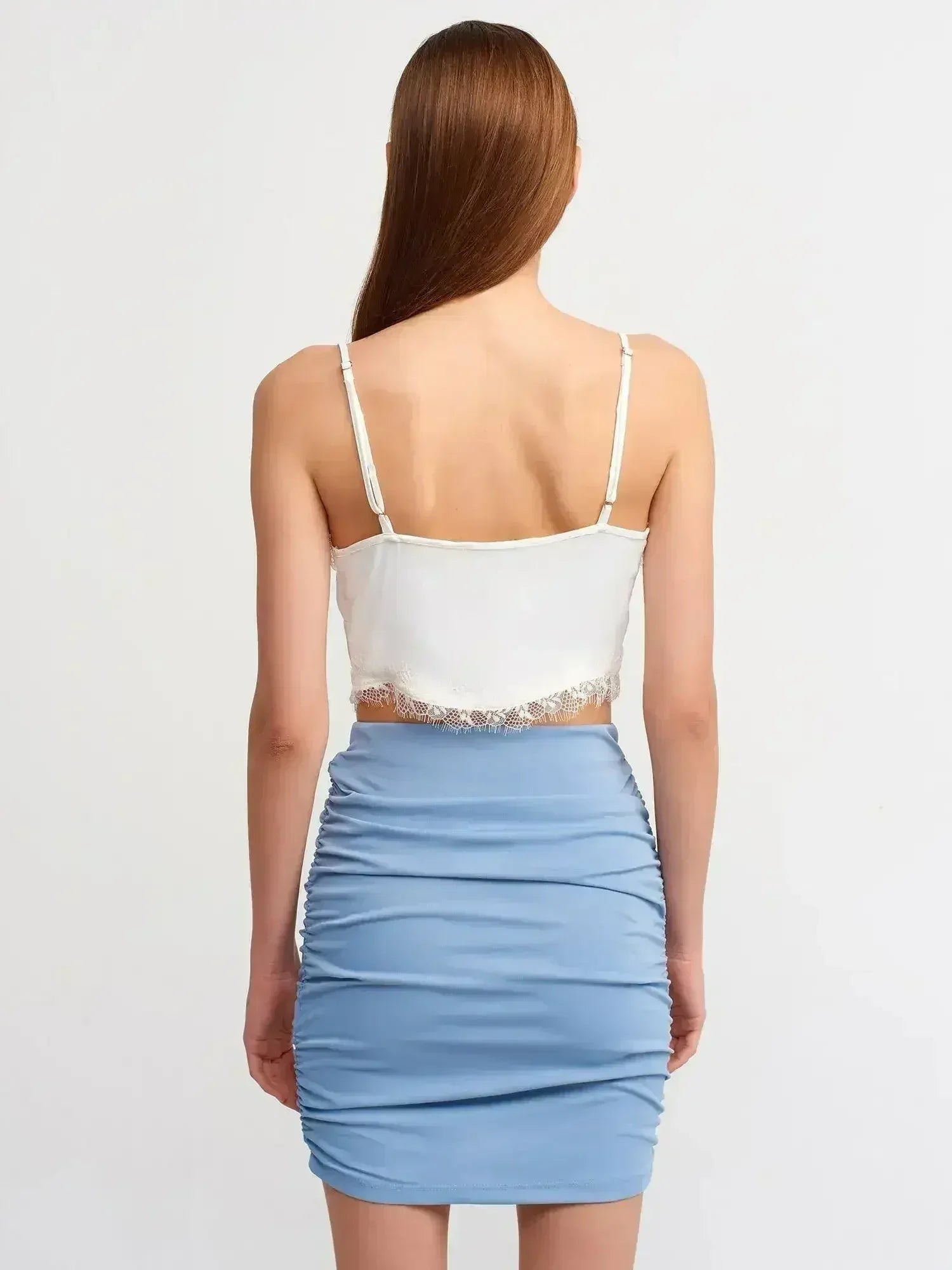 Lace Detail Crop Top | Rayon-Viscose Blend | Feminine Style - Femstylo