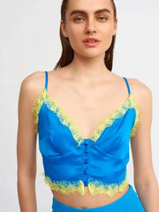 Lace Detail Crop Top | Rayon-Viscose Blend | Feminine Style - Femstylo