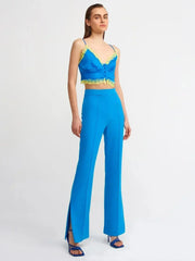 Lace Detail Crop Top | Rayon-Viscose Blend | Feminine Style - Femstylo