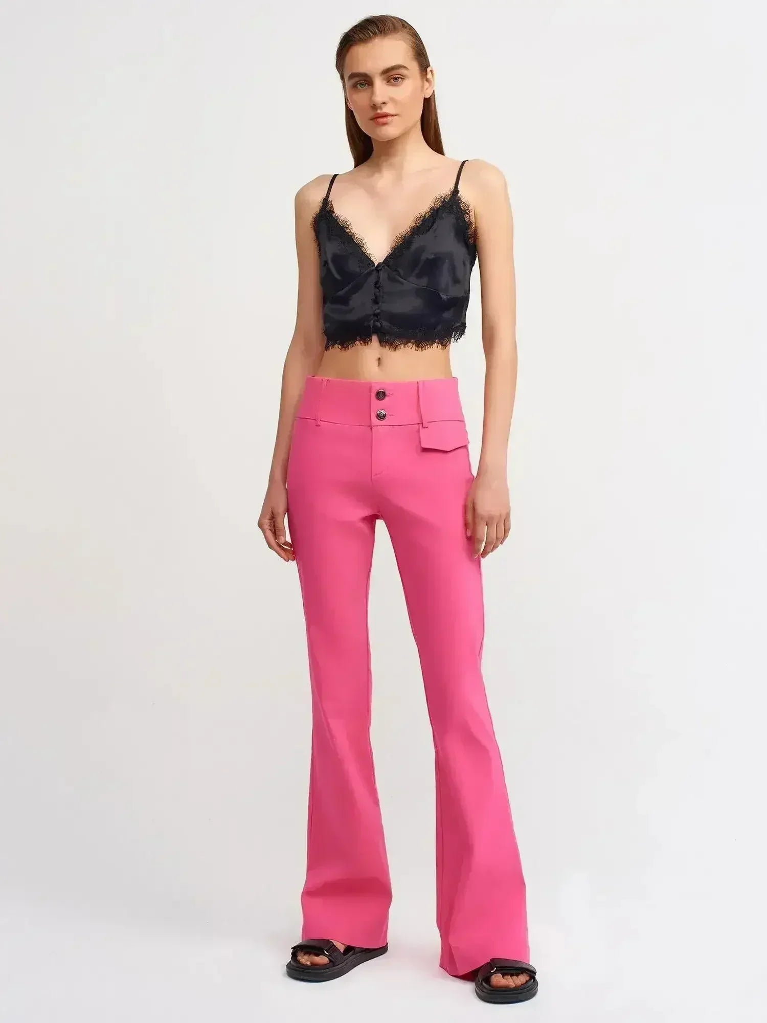 Lace Detail Crop Top | Rayon-Viscose Blend | Feminine Style - Femstylo