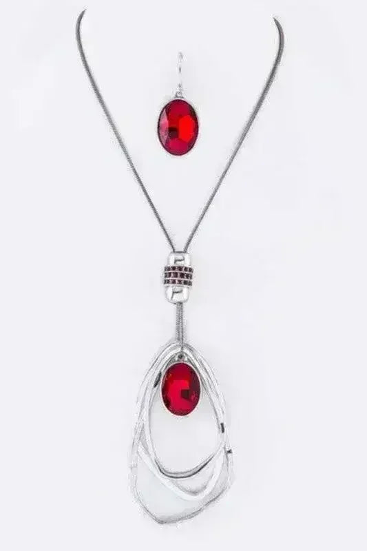 Crystal Drop & Hoops Necklace Set - Femstylo