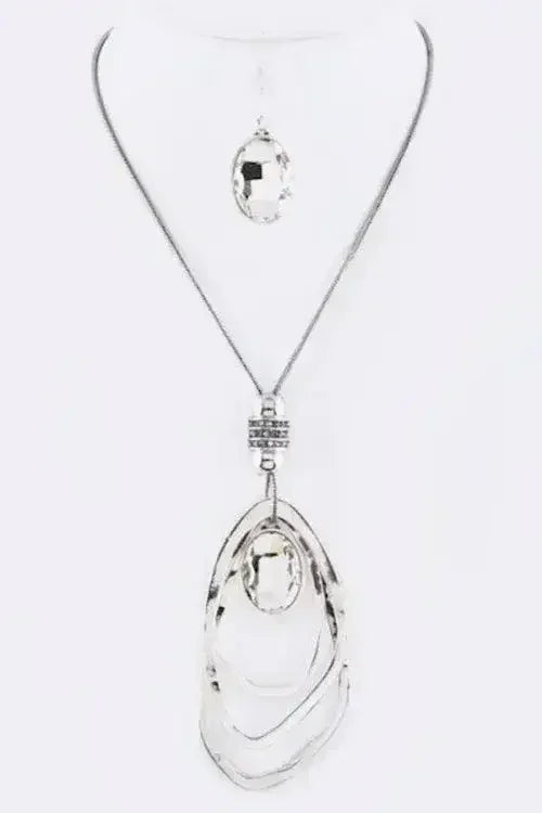 Crystal Drop & Hoops Necklace Set - Femstylo