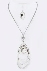 Crystal Drop & Hoops Necklace Set - Femstylo