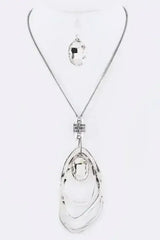 Crystal Drop & Hoops Necklace Set - Femstylo