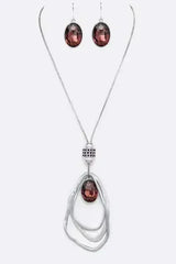 Crystal Drop & Hoops Necklace Set - Femstylo