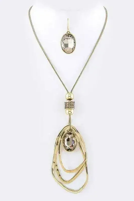 Crystal Drop & Hoops Necklace Set - Femstylo