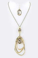Crystal Drop & Hoops Necklace Set - Femstylo