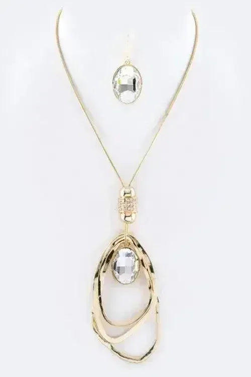 Crystal Drop & Hoops Necklace Set - Femstylo