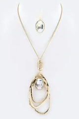 Crystal Drop & Hoops Necklace Set - Femstylo
