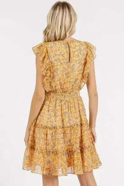 Mittoshop Ditsy Floral Print Ruffle Chiffon Mini Dress - Femstylo