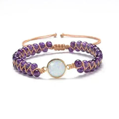 Radiant Amethyst Opal Charm Bracelet - Femstylo