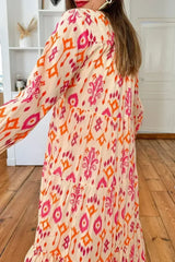 Orange Western Abstract Geometric Printed Maxi Dress - Femstylo