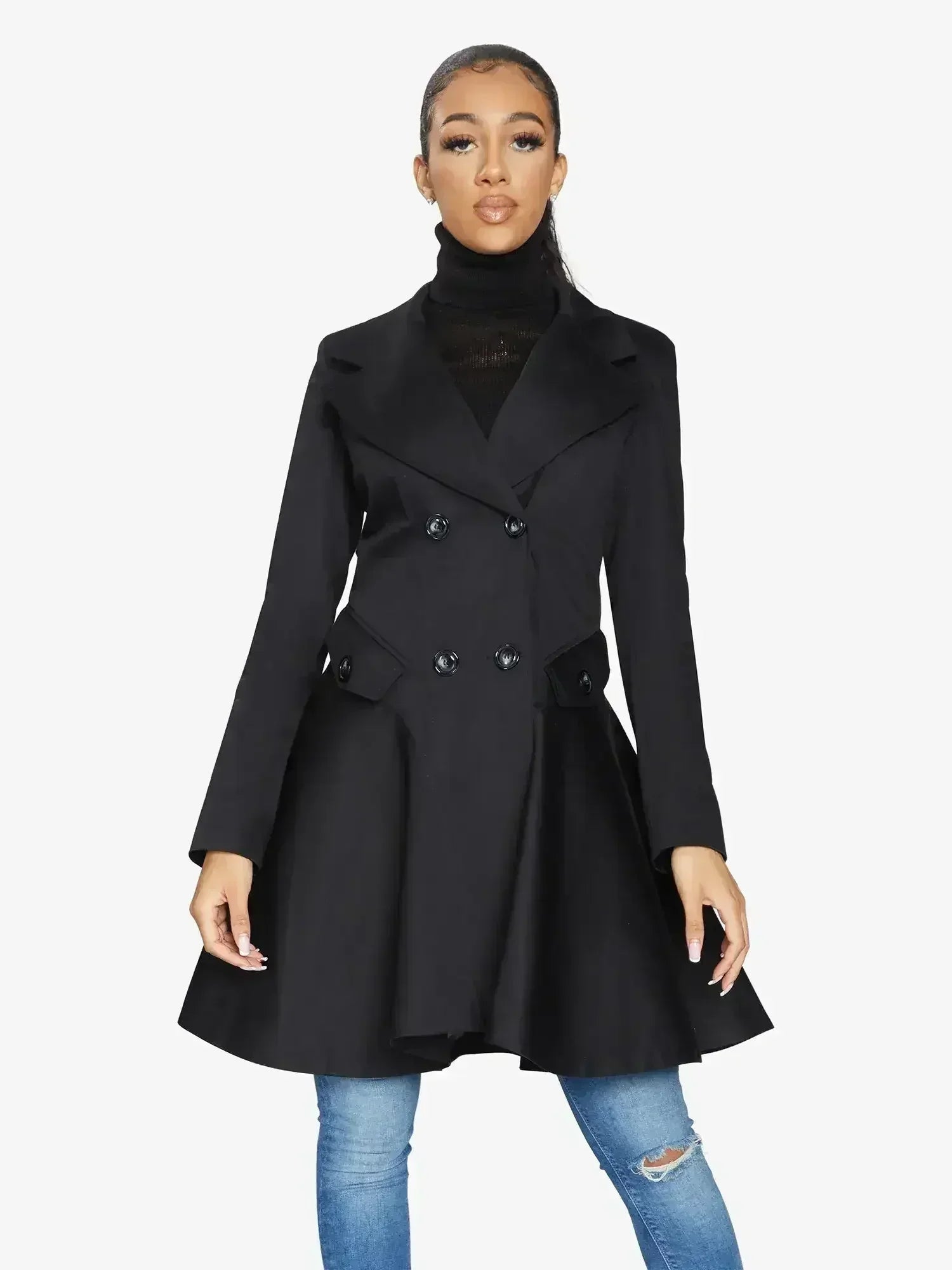 Spring/Summer Double Breasted Skater Coat (1102-SP) - Femstylo