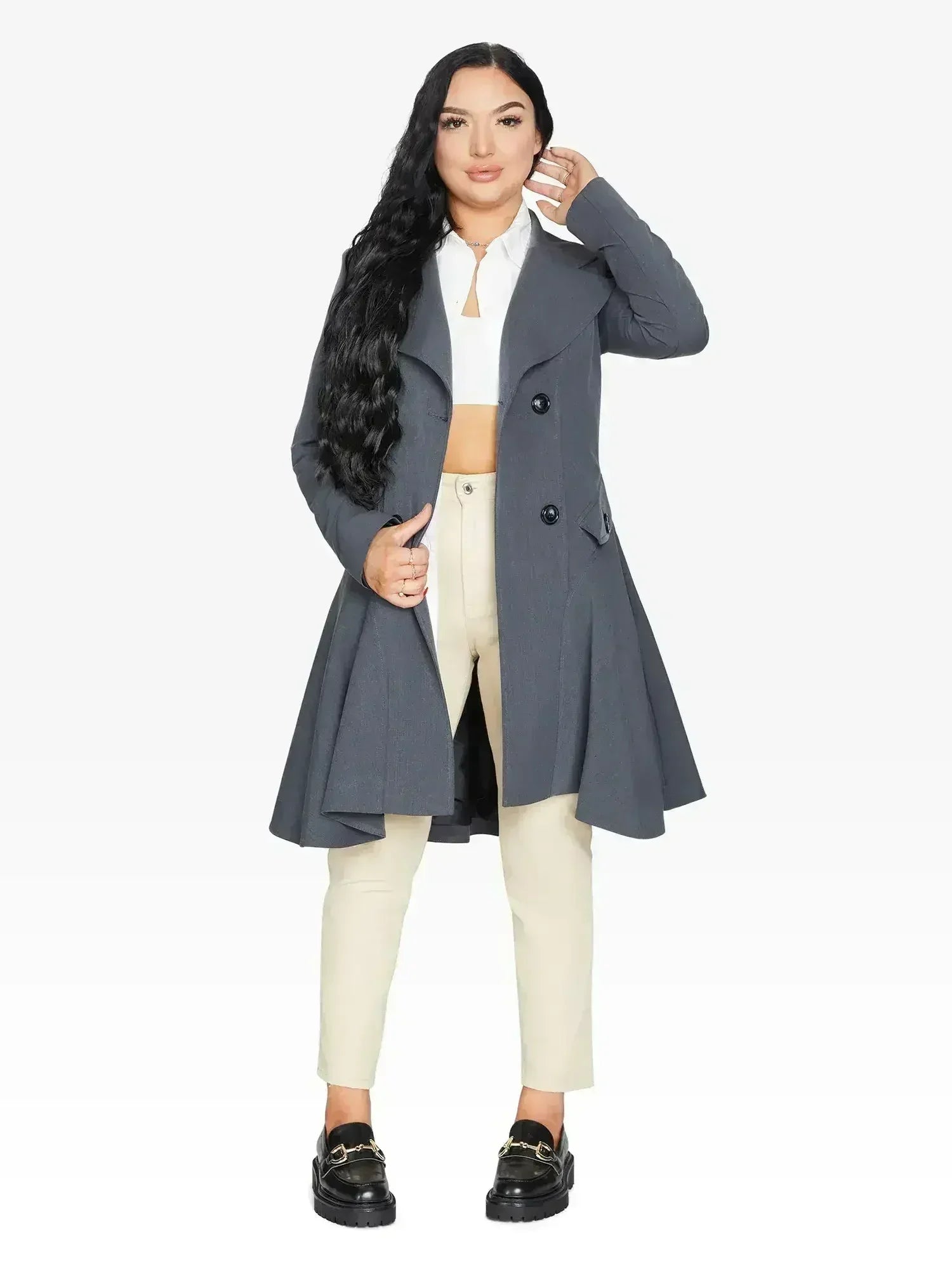 Spring/Summer Double Breasted Skater Coat (1102-SP) - Femstylo