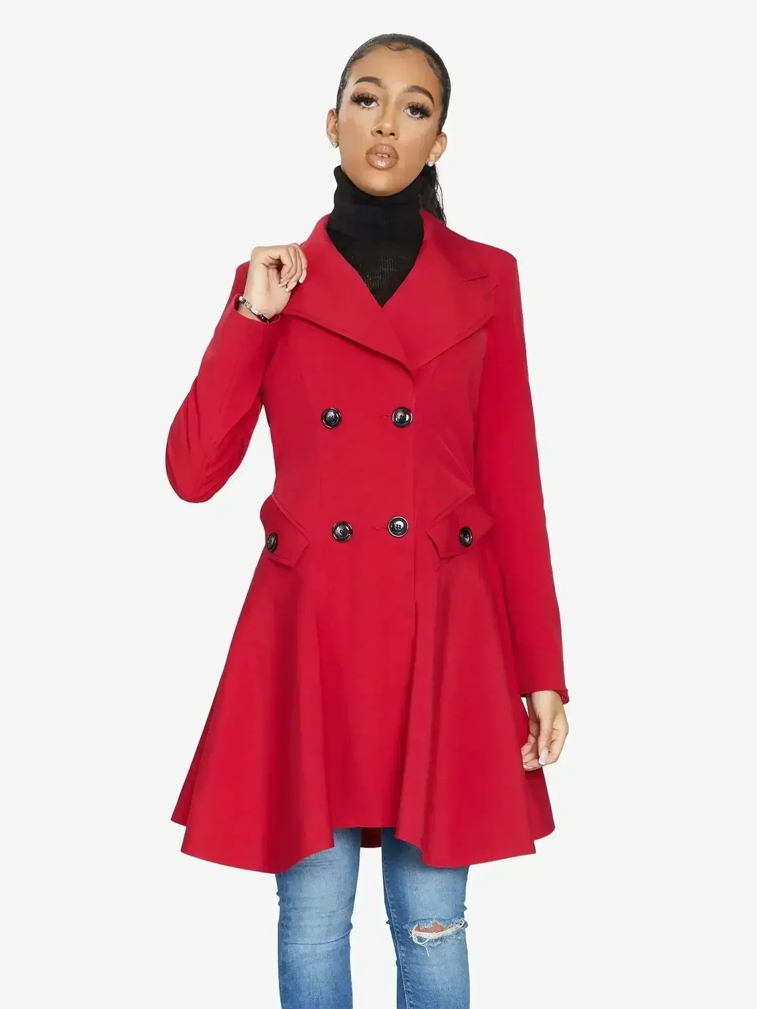 Spring/Summer Double Breasted Skater Coat (1102-SP) - Femstylo