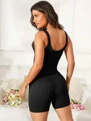 Scoop Neck Wide Strap Active Romper - Femstylo