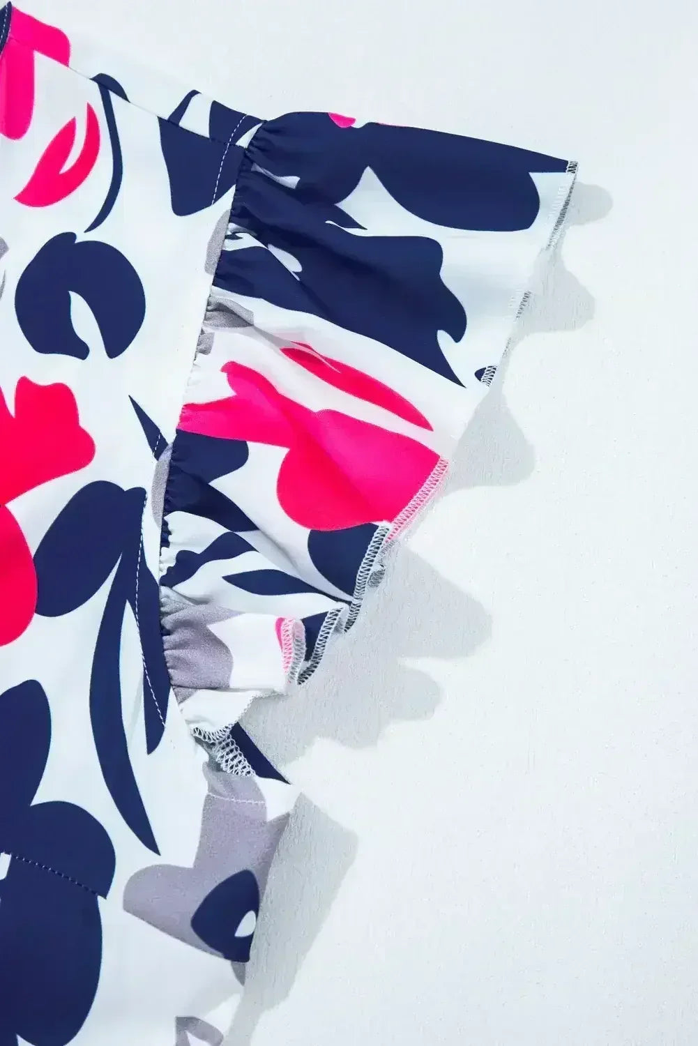 Rose Floral Print Notched Neck Flutter Sleeve Mini Dress - Femstylo