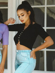 Cute As A Button Down Knit Top - Femstylo