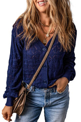 Green Lightweight Buttoned Front Crochet Cardigan