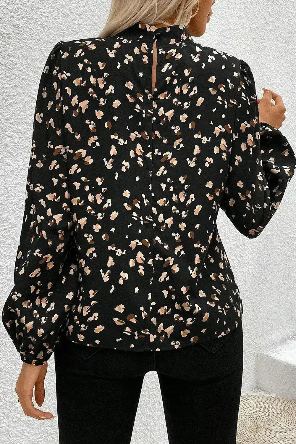 White Leopard Print Lantern Sleeve Blouse | Femstylo - Femstylo