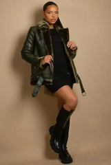 Faux Fur Collar Aviator Jacket (11729) - Femstylo