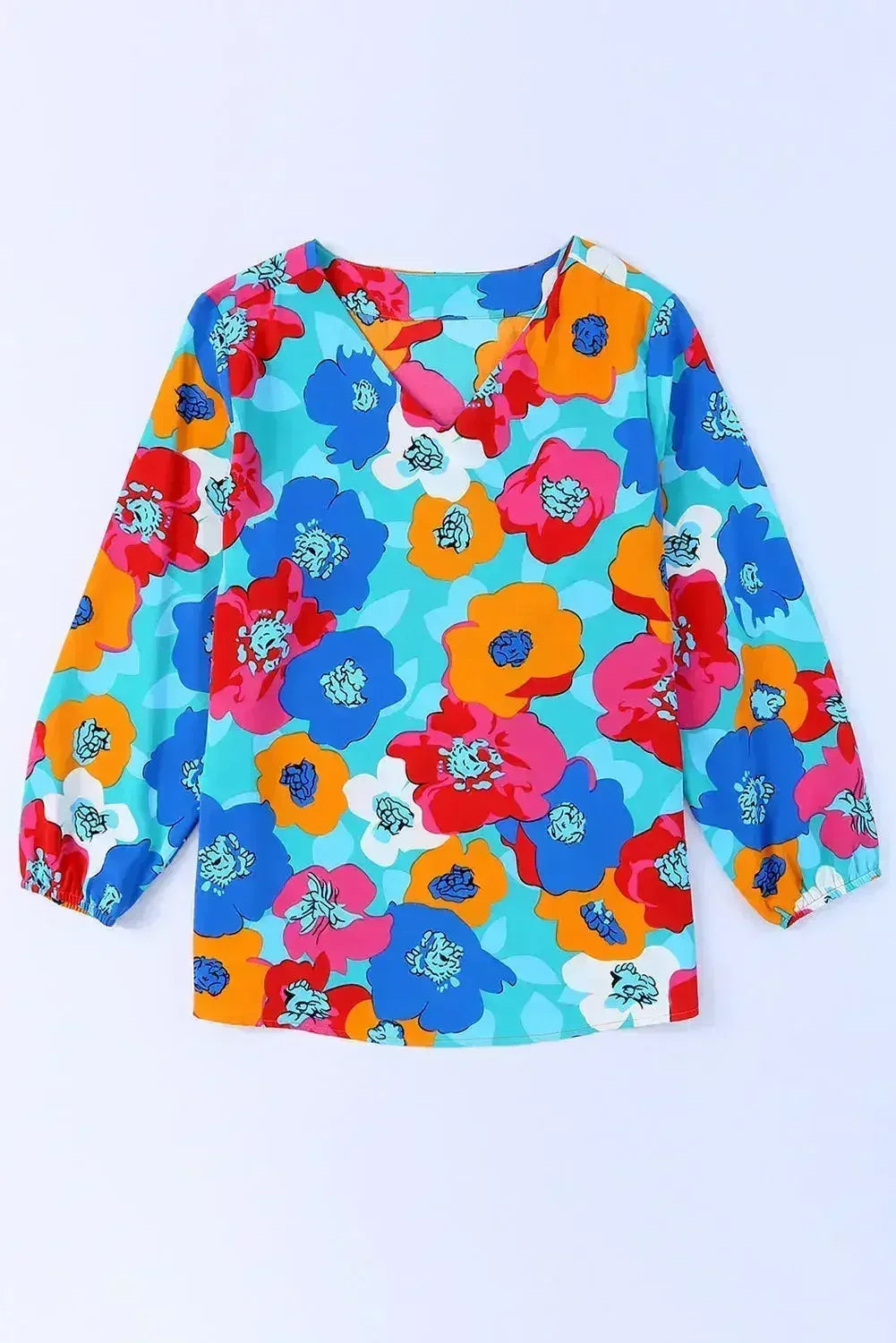 Floral V-Neck Blouse - 3/4 Sleeve Office Wear | Femstylo - Femstylo