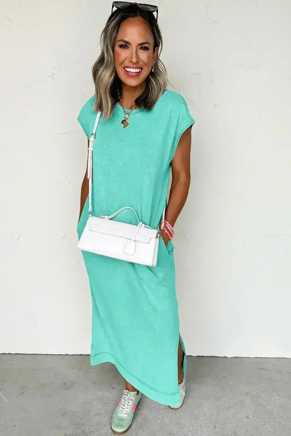 Carrot Mineral Wash Pocketed T-shirt Dress - Femstylo