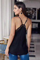 Black Delicate Balance Lace Cami Tank Top - Femstylo
