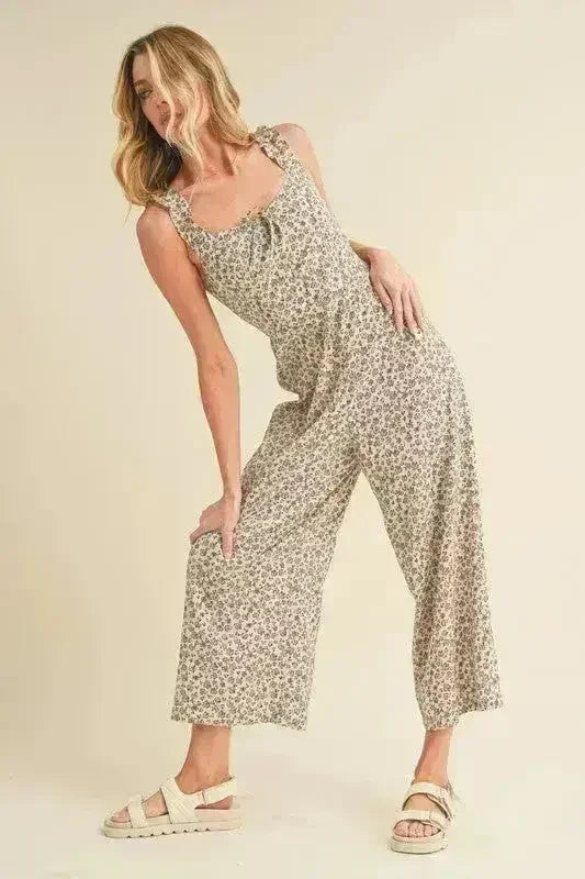 Aemi + Co Floral Sweetheart Neck Wide Leg Jumpsuit - Femstylo