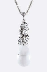 Fringe Crystals & Teardrop Pendant Necklace Set - Femstylo