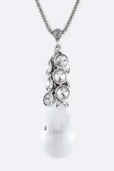 Fringe Crystals & Teardrop Pendant Necklace Set - Femstylo
