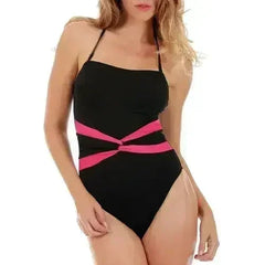 InstantFigure Contrast Twist Front One Piece Swimsuit 13559P - Femstylo