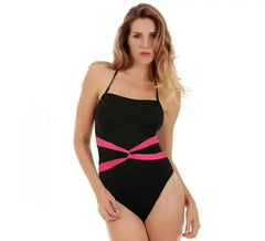 InstantFigure Contrast Twist Front One Piece Swimsuit 13559P - Femstylo
