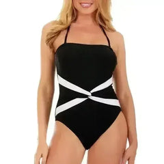 InstantFigure Contrast Twist Front One Piece Swimsuit 13559P - Femstylo