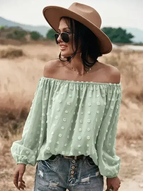 Off shoulder clip dot top for women | Femstylo - Femstylo